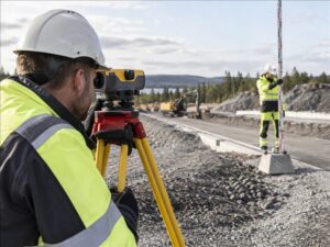 Digital avvägning med nivelleringsinstrument och mätstång