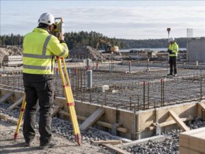 Lägeskontroll av fundament före gjutning